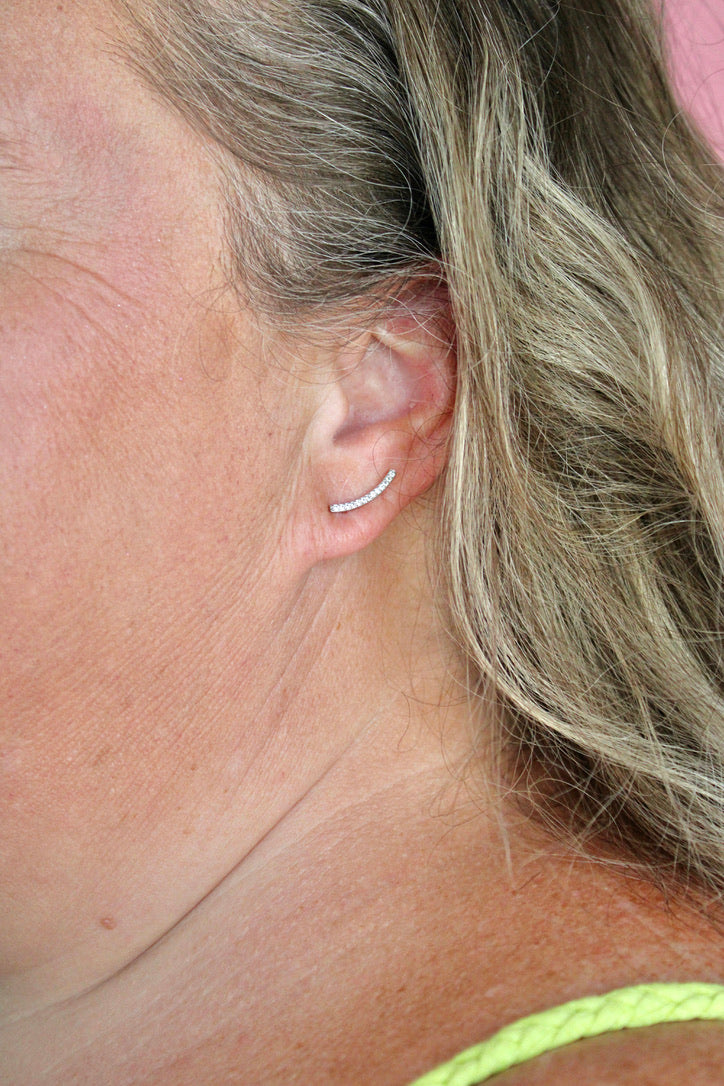 Glammy Ear Climbers *WHITE GOLD DIPPED*
