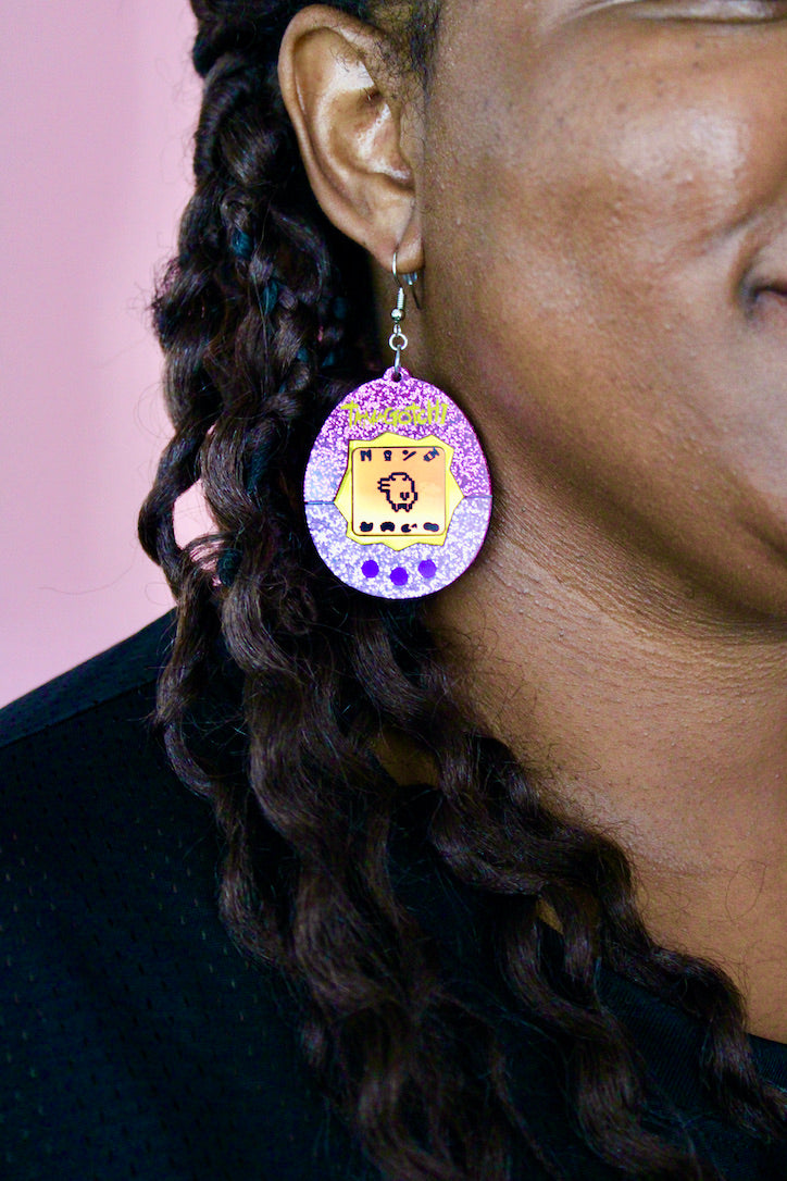 BRB, Gotta Feed My Tamagotchi Dangles *HYPOALLERGENIC*