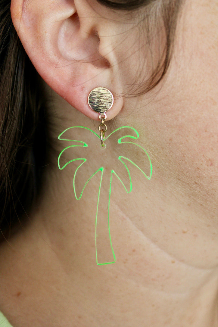 Neon Palm Party Dangles
