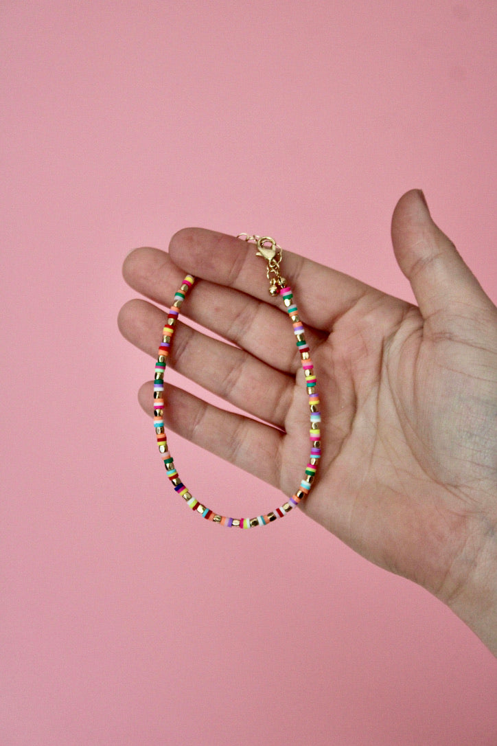 Somewhere Over the Rainbow Beaded Anklet