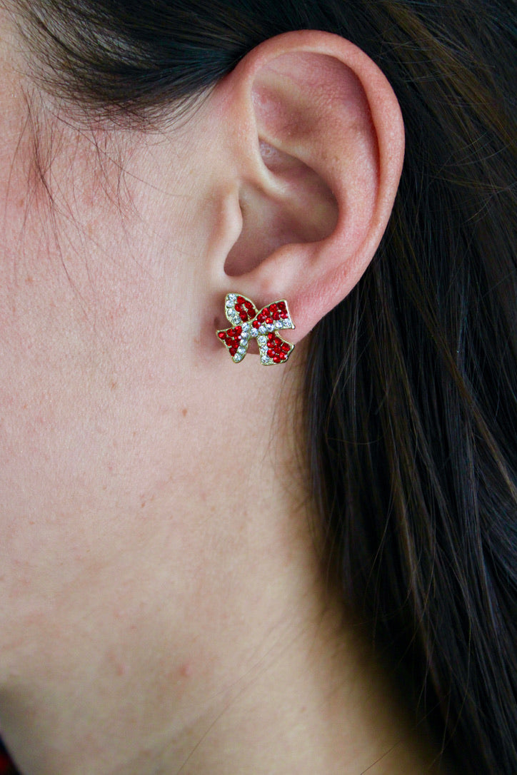 Merry Little Christmas Bow Studs