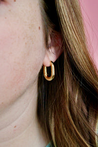 Thumbnail for Basic Babe Oval Huggie Hoops *GOLD DIPPED*