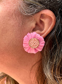 Thumbnail for Pretty In Pink Flower Statement Studs