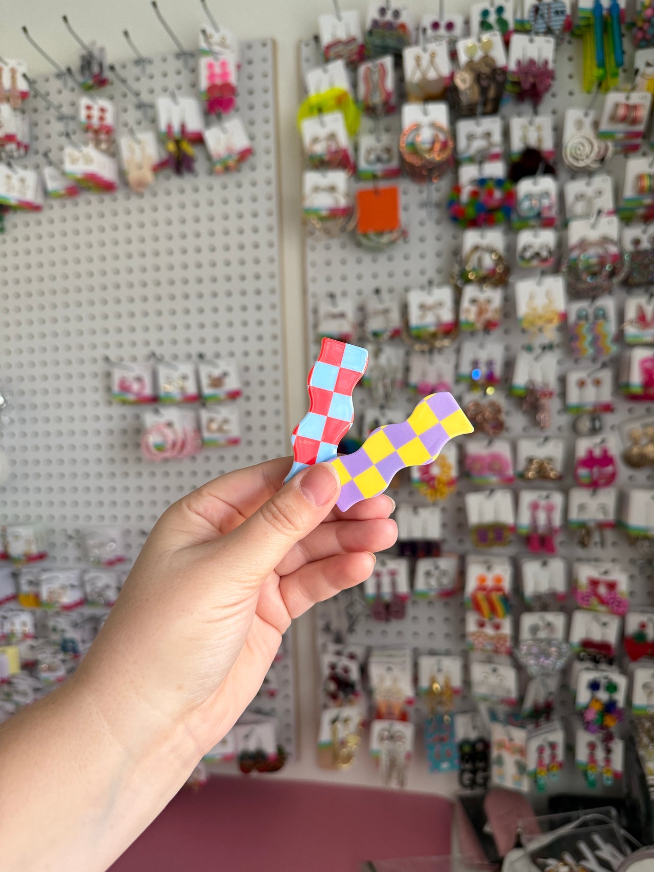 Retro Checkered Hair Clip Set