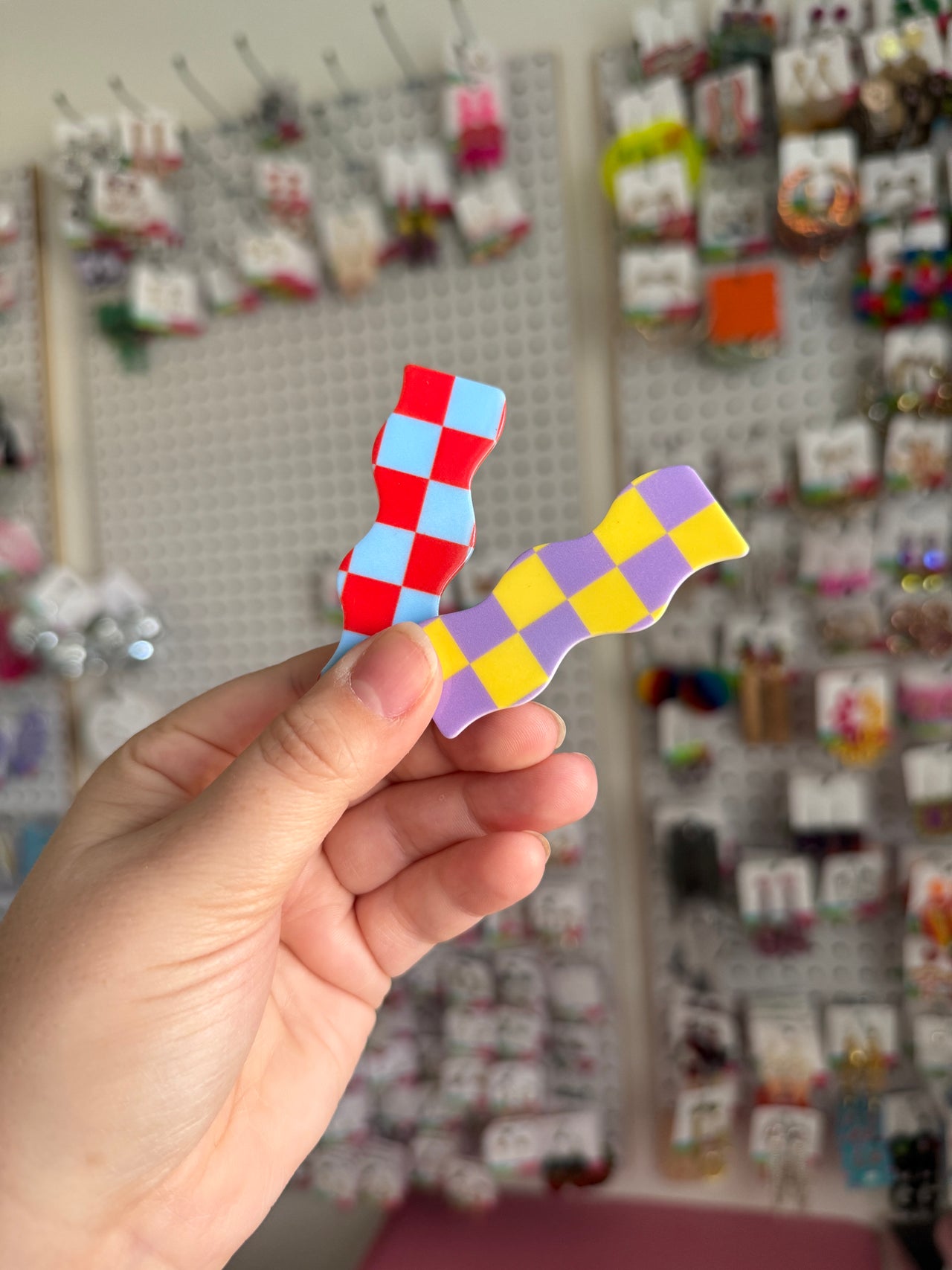 Retro Checkered Hair Clip Set