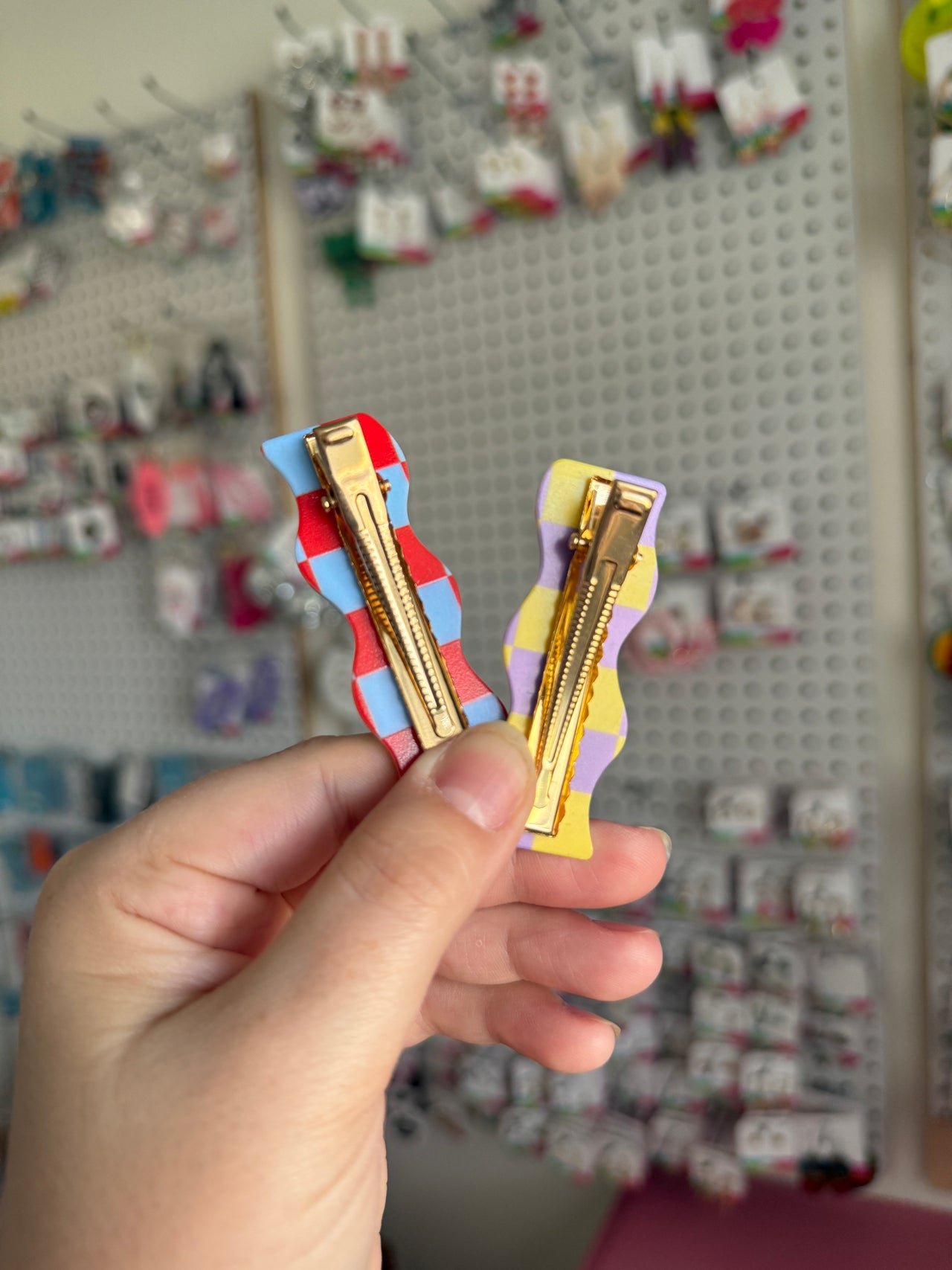 Retro Checkered Hair Clip Set