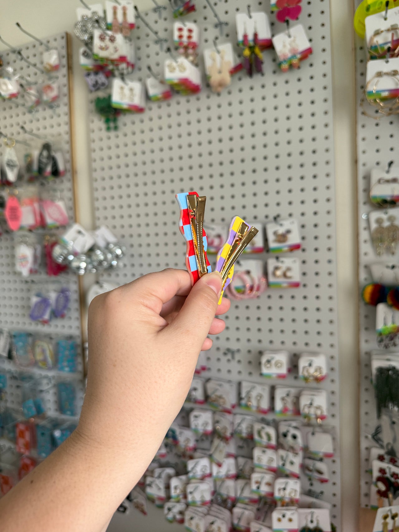 Retro Checkered Hair Clip Set