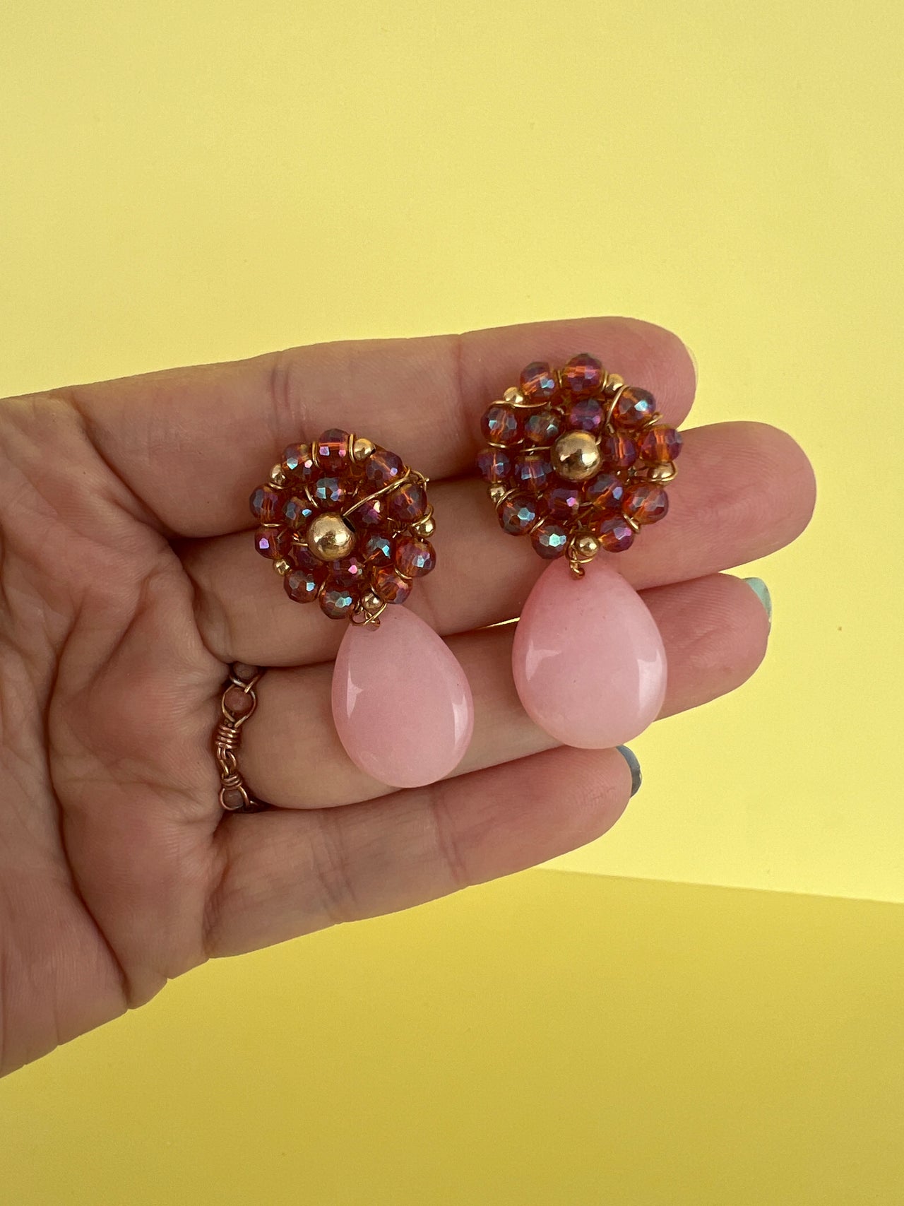 Pink Beaded Dangles