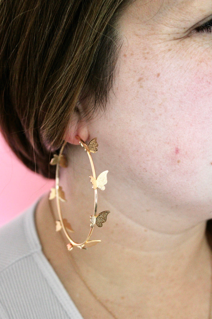 You Give Me Butterflies Hoops *GOLD DIPPED*