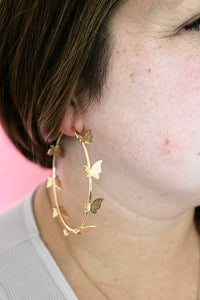 Thumbnail for You Give Me Butterflies Hoops *GOLD DIPPED*
